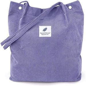 Tote Corduroy Bag Women's Shoulder Purses for Office School Shopping Travel Grey
